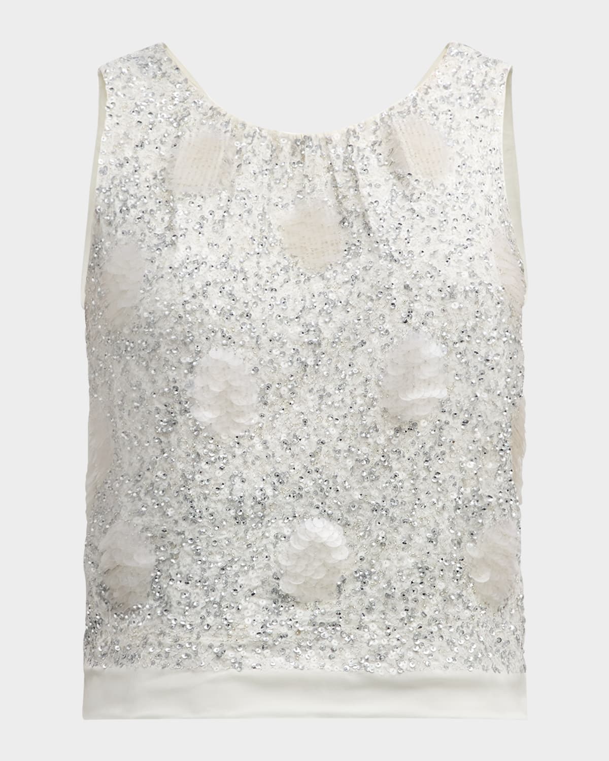 Shop Dice Kayek Polka-dot Sequin Embellished Sleeveless Top In Off White