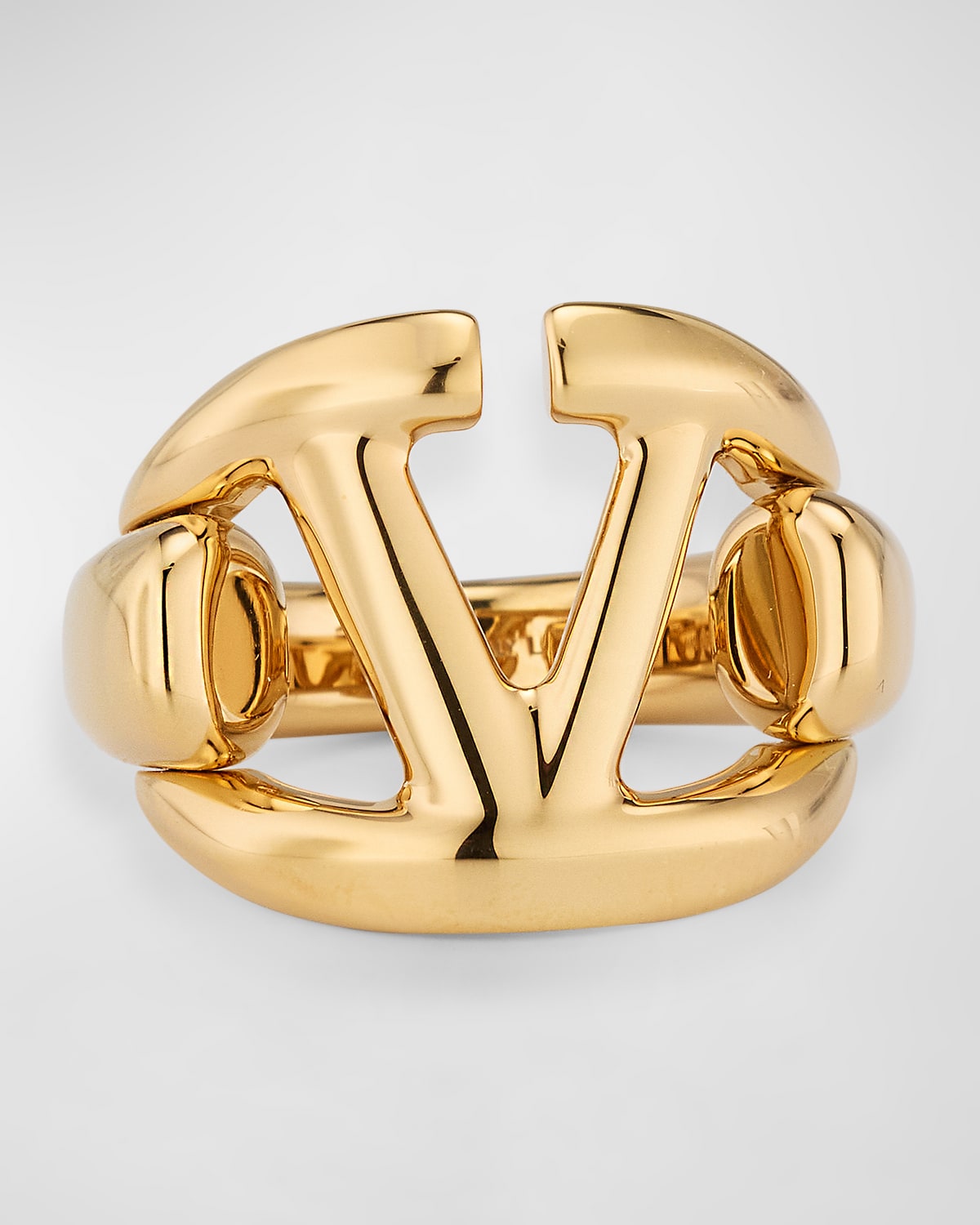 Shop Valentino Vlogo Metal Signature Ring In Gold