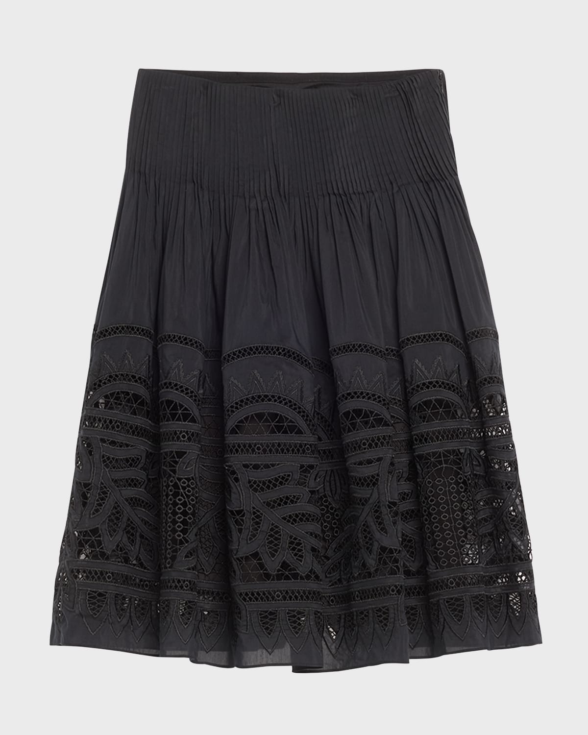 Shop Kobi Halperin Tayla Pleated Embroidered Midi Skirt In Black