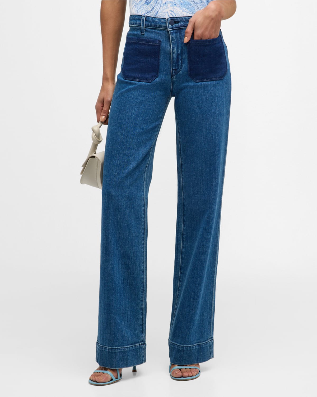 Shop L Agence Nolan High Rise Patch Pocket Wide-leg Jeans In Dorsey