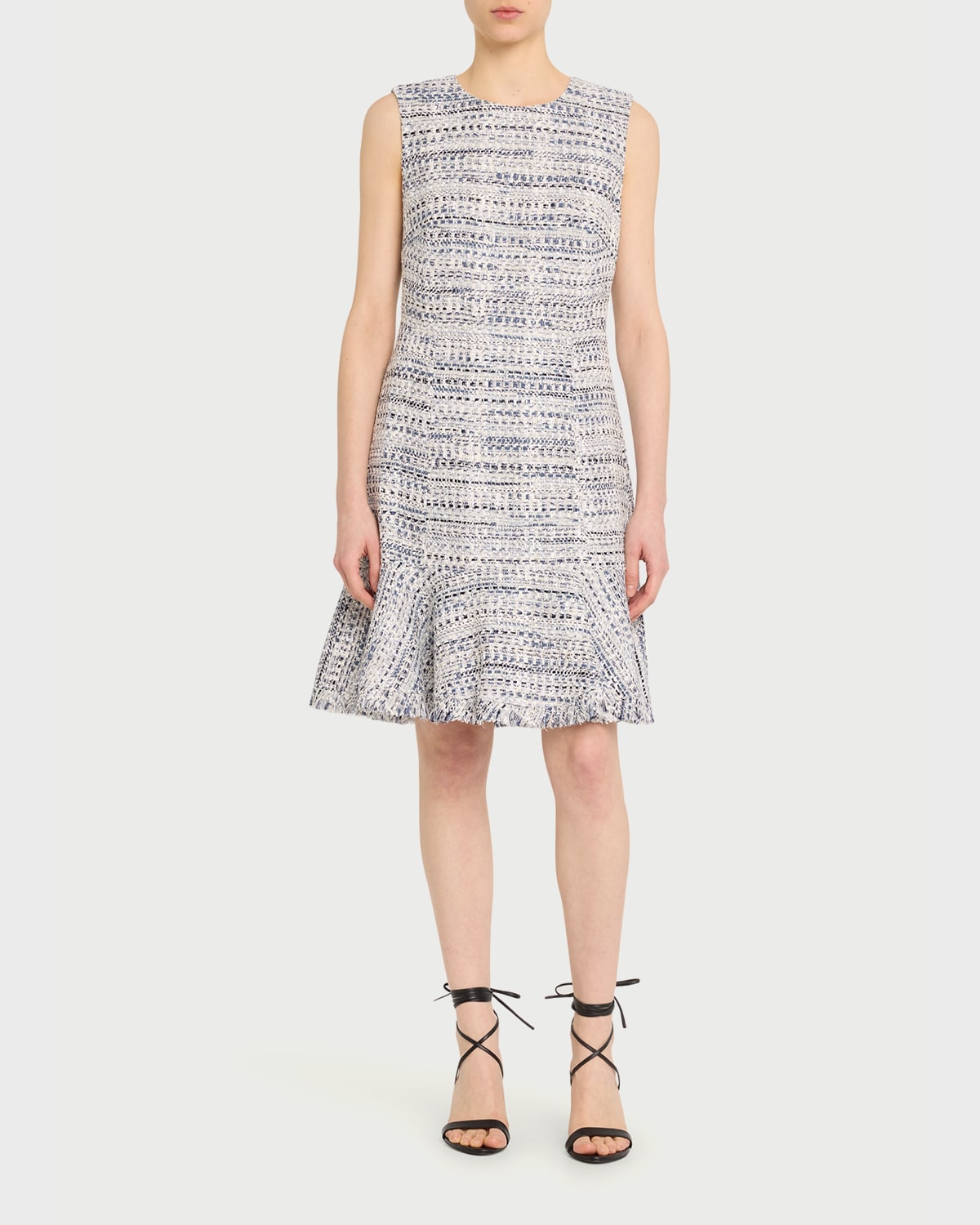 Shop Kobi Halperin Reed Sleeveless Tweed Midi Dress In Blue Multi