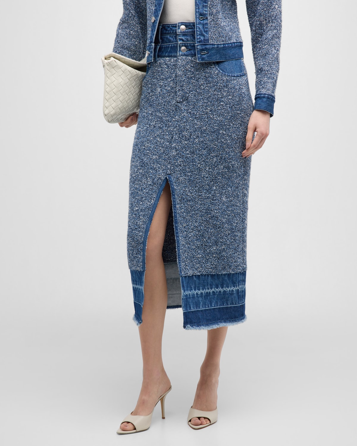 Maddy Combo Denim Knit Midi Skirt