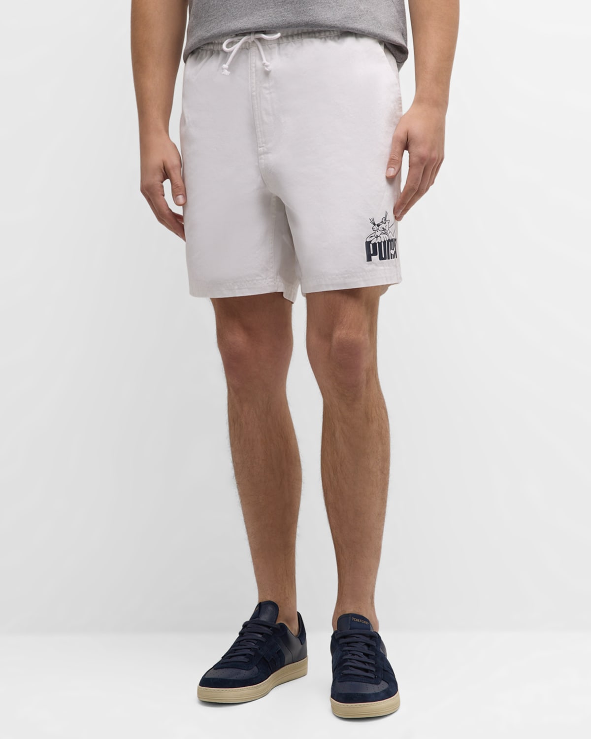 Puma X Noah Men's Canvas Drawstring Shorts In White