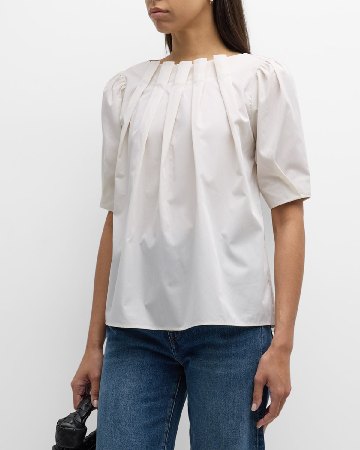 Zaylee Pleated Woven Cotton Blouse