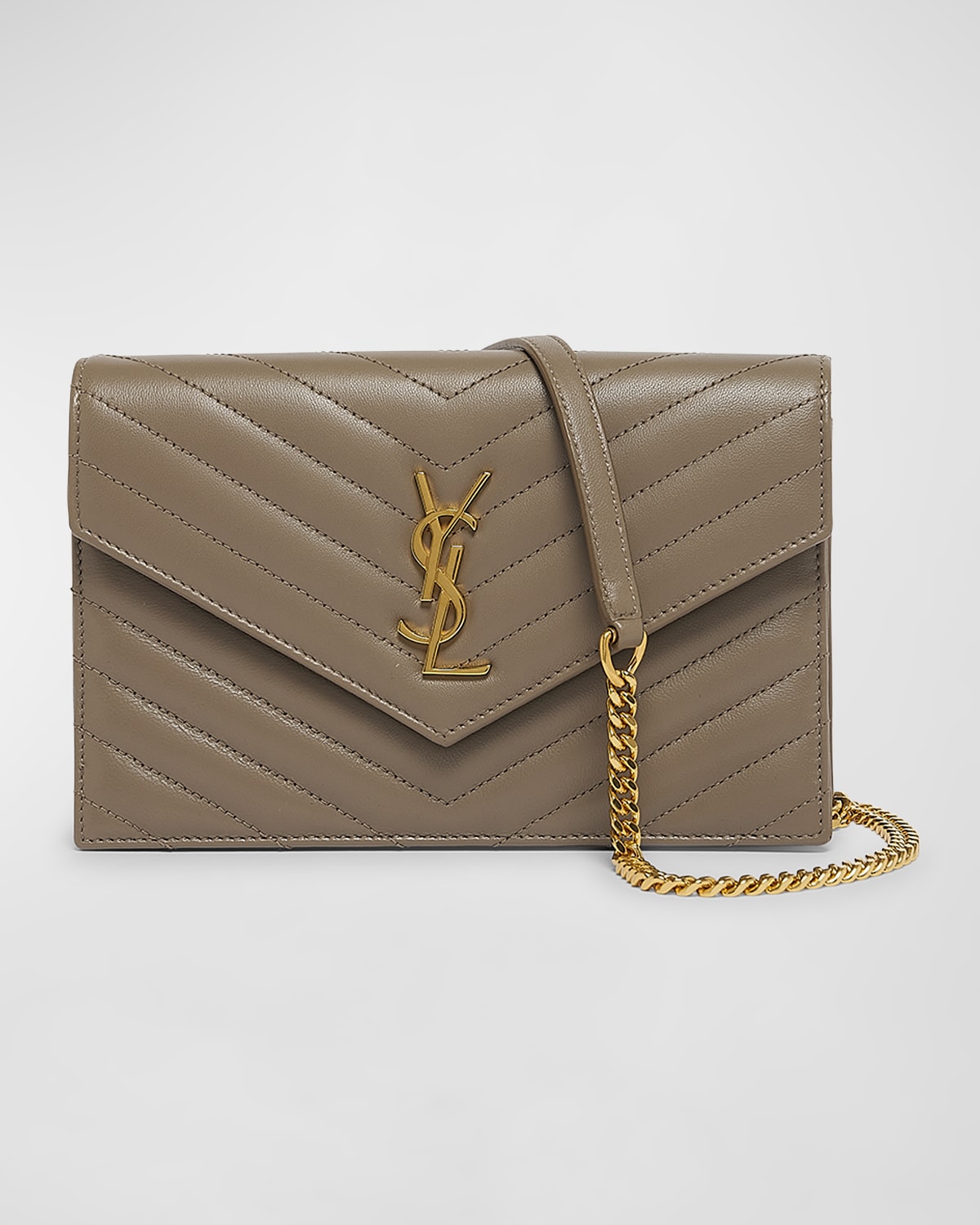 Saint Laurent Small Ysl Wallet On Chain In Quilted Leather