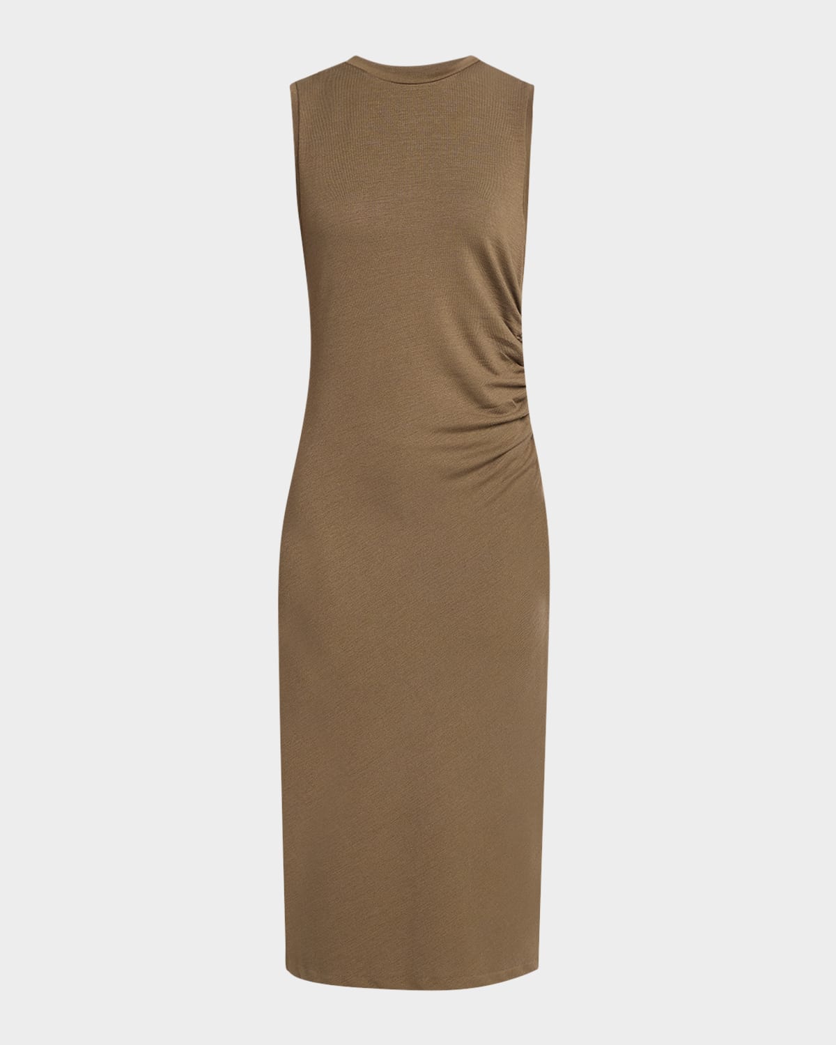 VINCE SLEEVELESS WAIST-GATHERED MIDI DRESS 