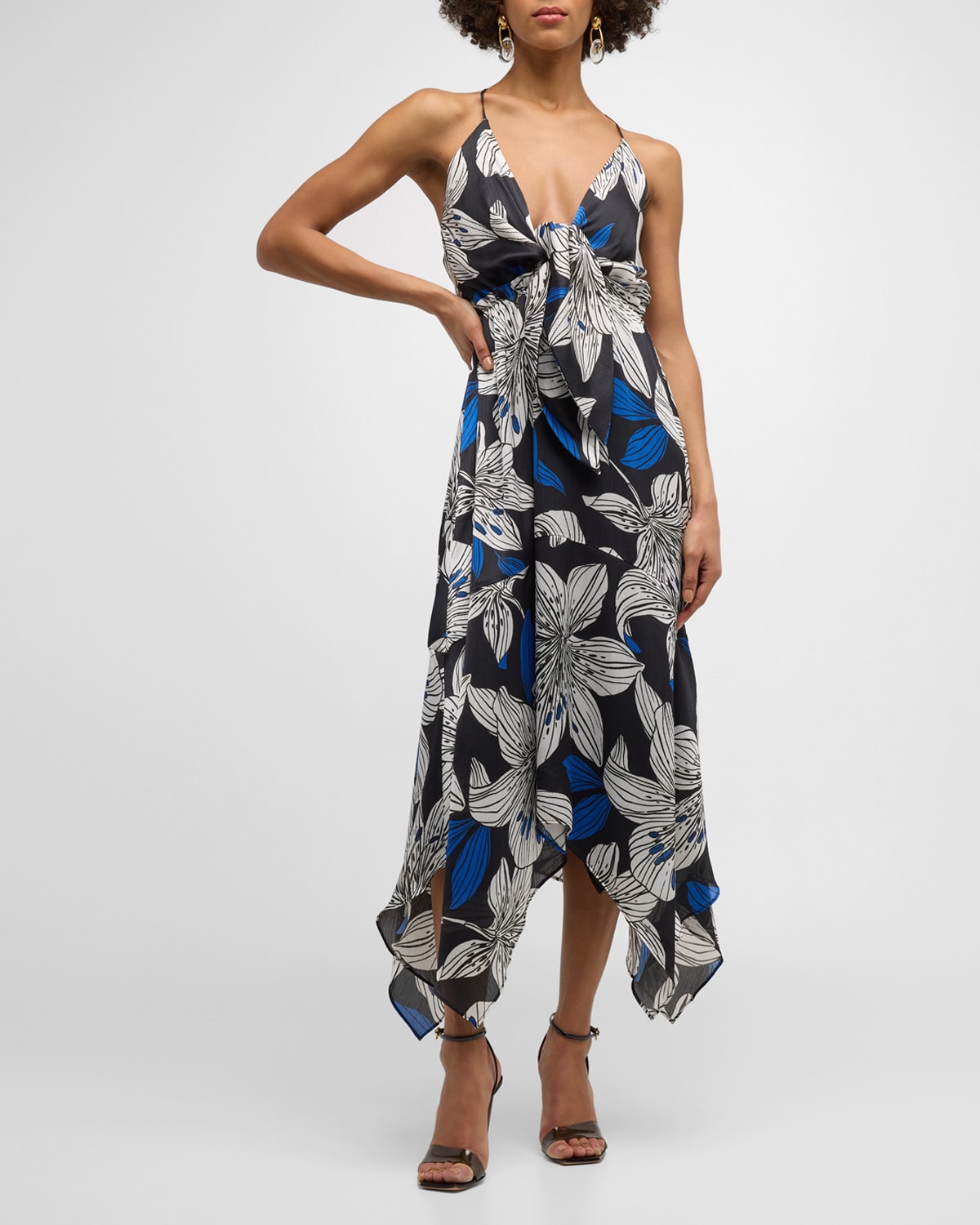 Estrella Lily-Print Midi Dress