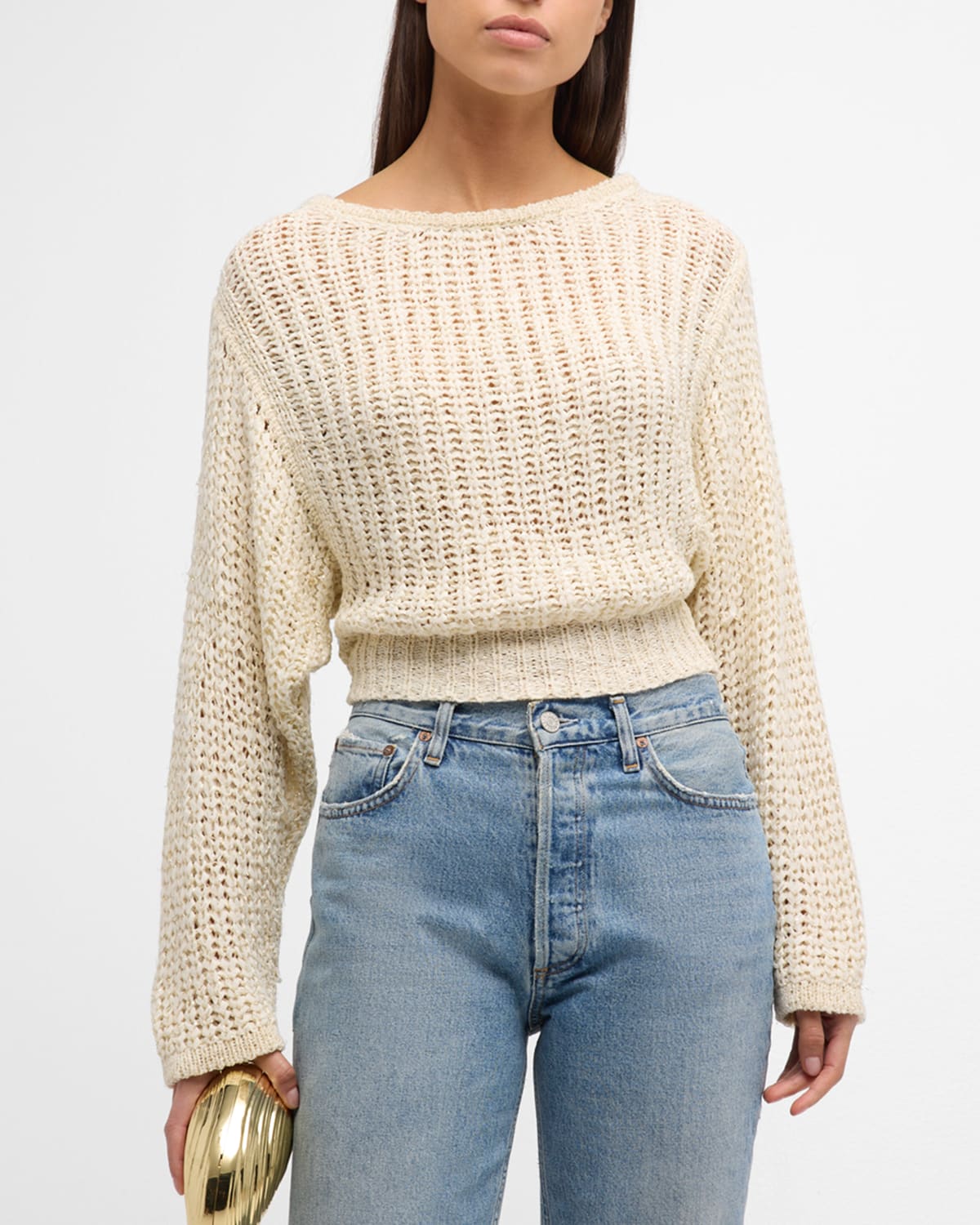 Ramy Brook Clea Boat-neck Sweater In Ivory Tape Yarn W