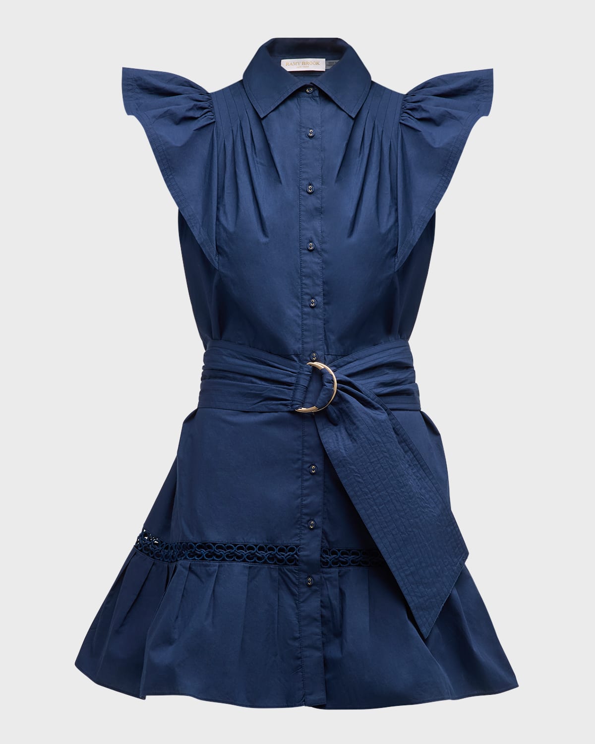 Marceline Belted Button-Front Mini Dress