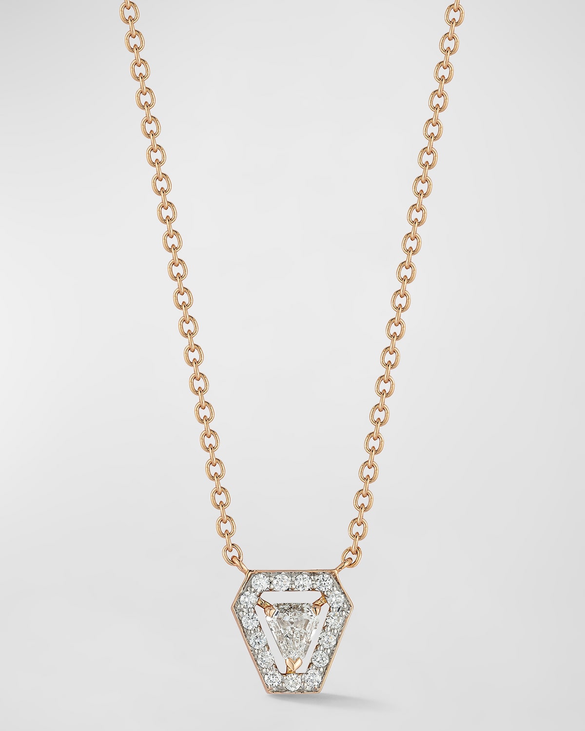 Walters Faith Keynes 18k Rose Gold Diamond Shield Pendant Necklace
