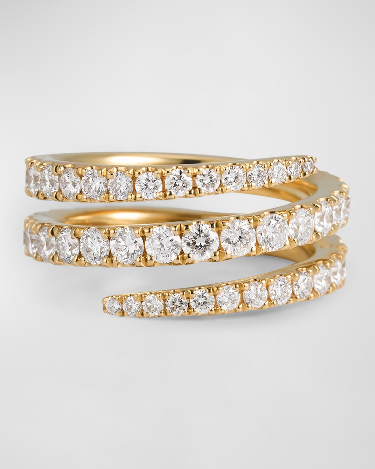 18K Yellow Gold Pinky Diamond Coil Ring