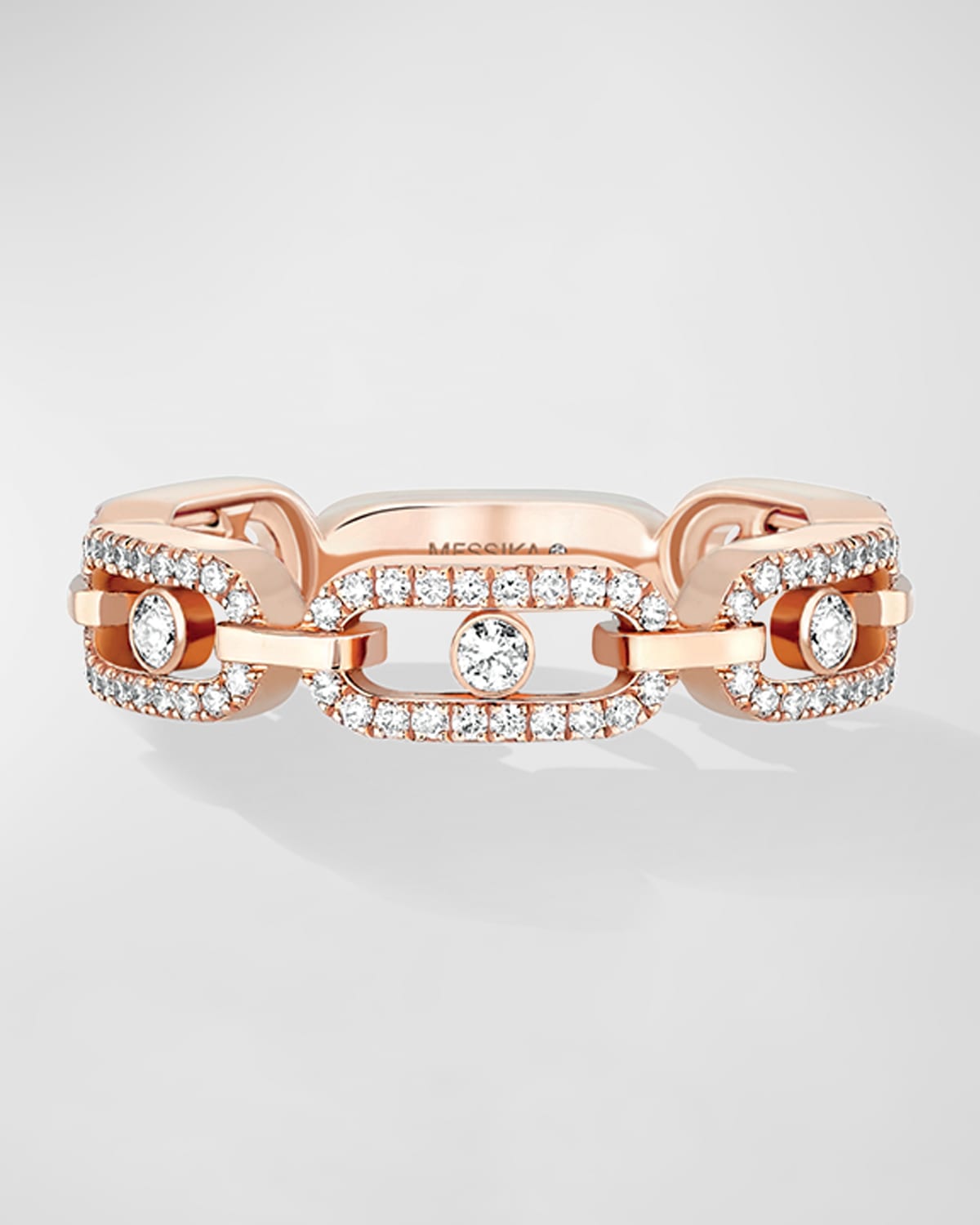 Move Link 18K Rose Gold Diamond Ring, EU 51 / US 5.75