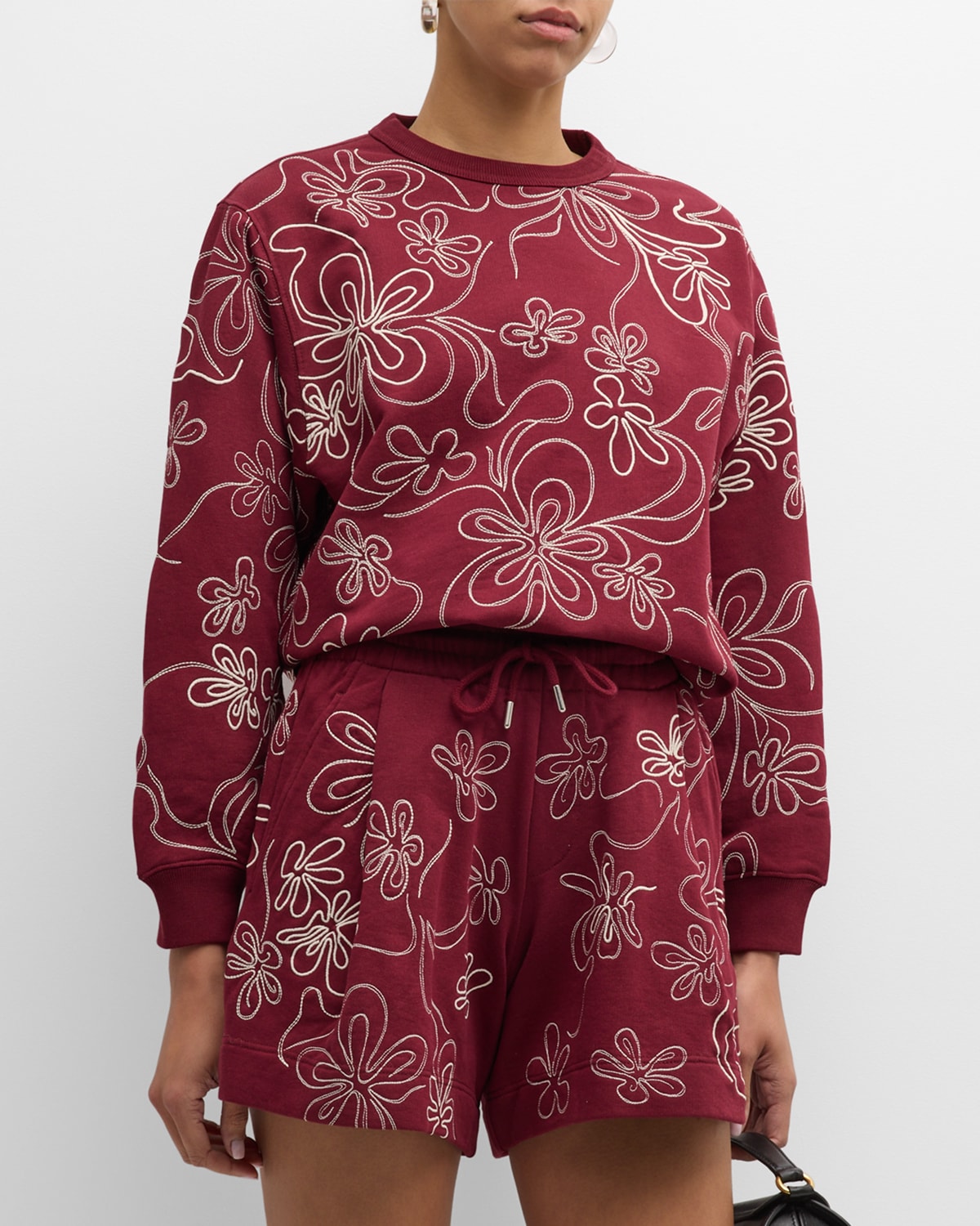 Dries Van Noten Haxti Embroidered Crewneck Sweater In Burgundy