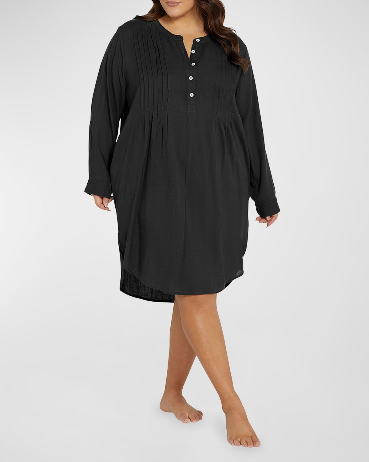 Artesands Plus Size Gershwin Beach Shirt Coverup In Black