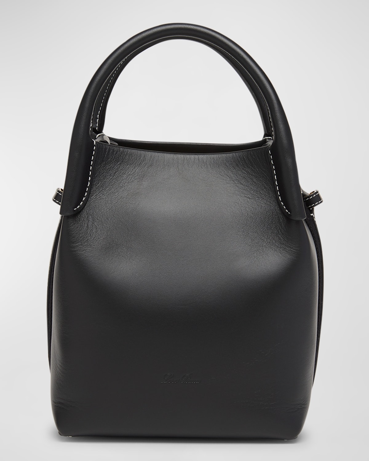 Loro Piana Bale Leather Top-handle Bag In Blacksun