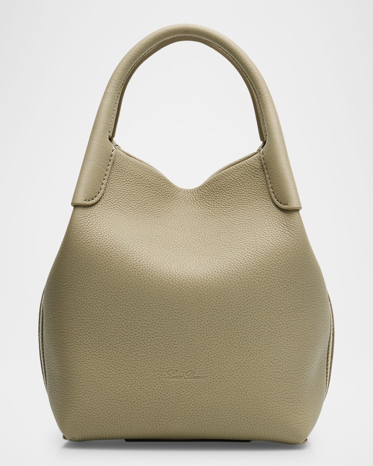 Loro Piana Bale Small Leather Top-handle Bag In Dried Taragon