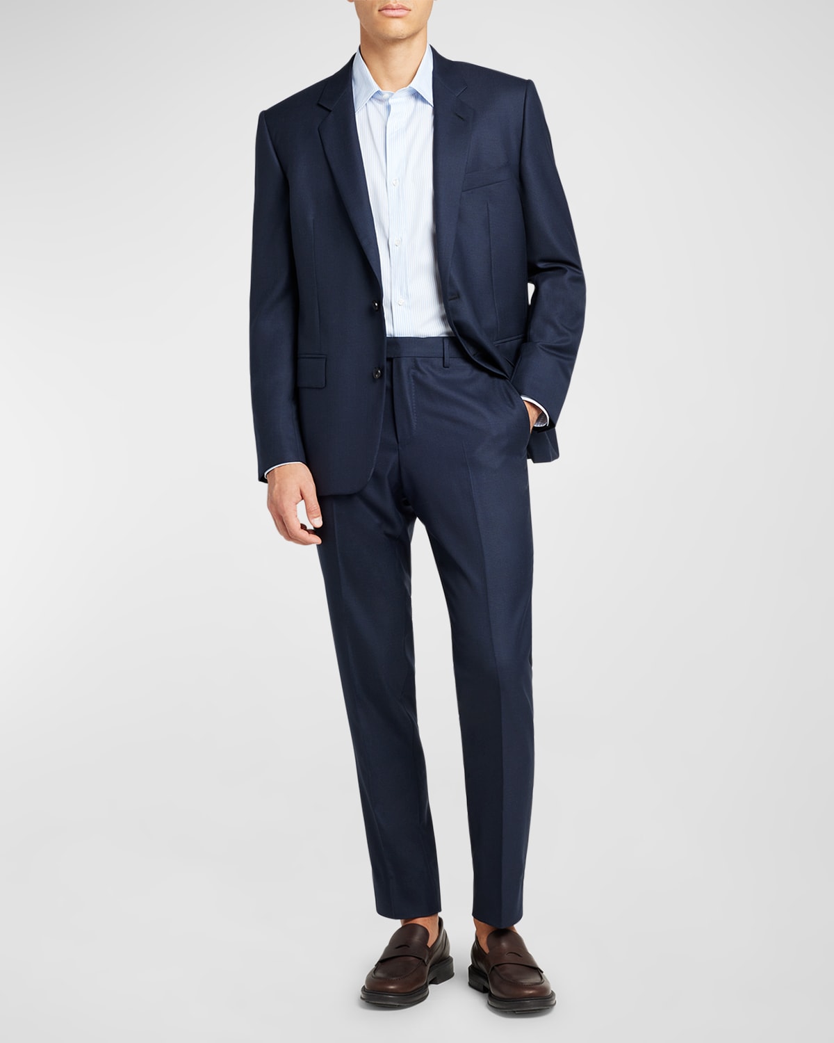 Shop Loro Piana Men's Modern-fit Wool Two-button Suit In Blue Pattern
