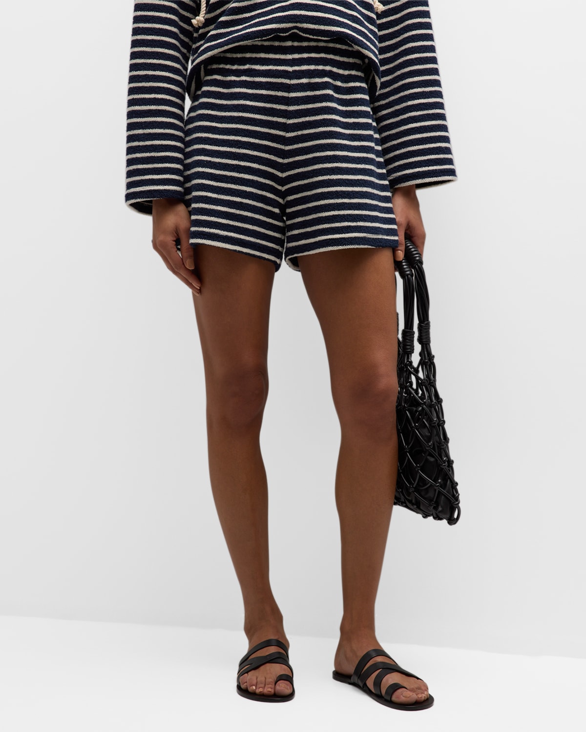 Honorine Julienne Striped Shorts In Natural Navy