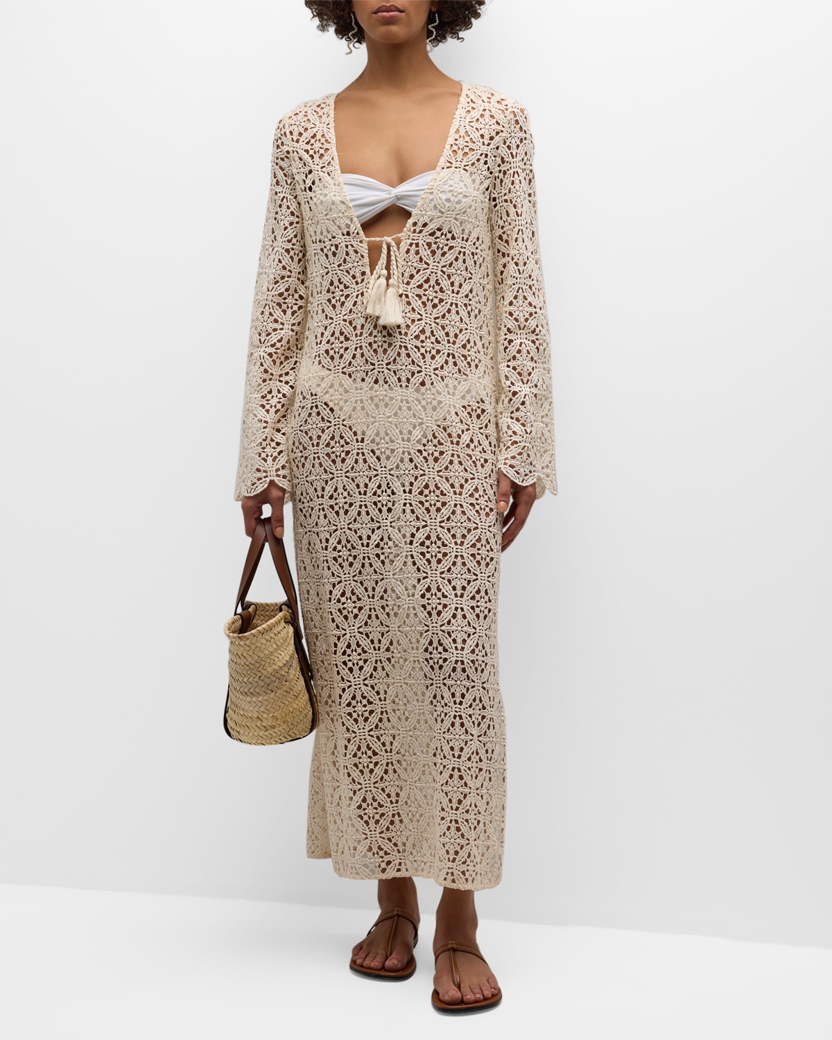 Honorine Mirabelle Crochet Maxi Dress Coverup In Natural