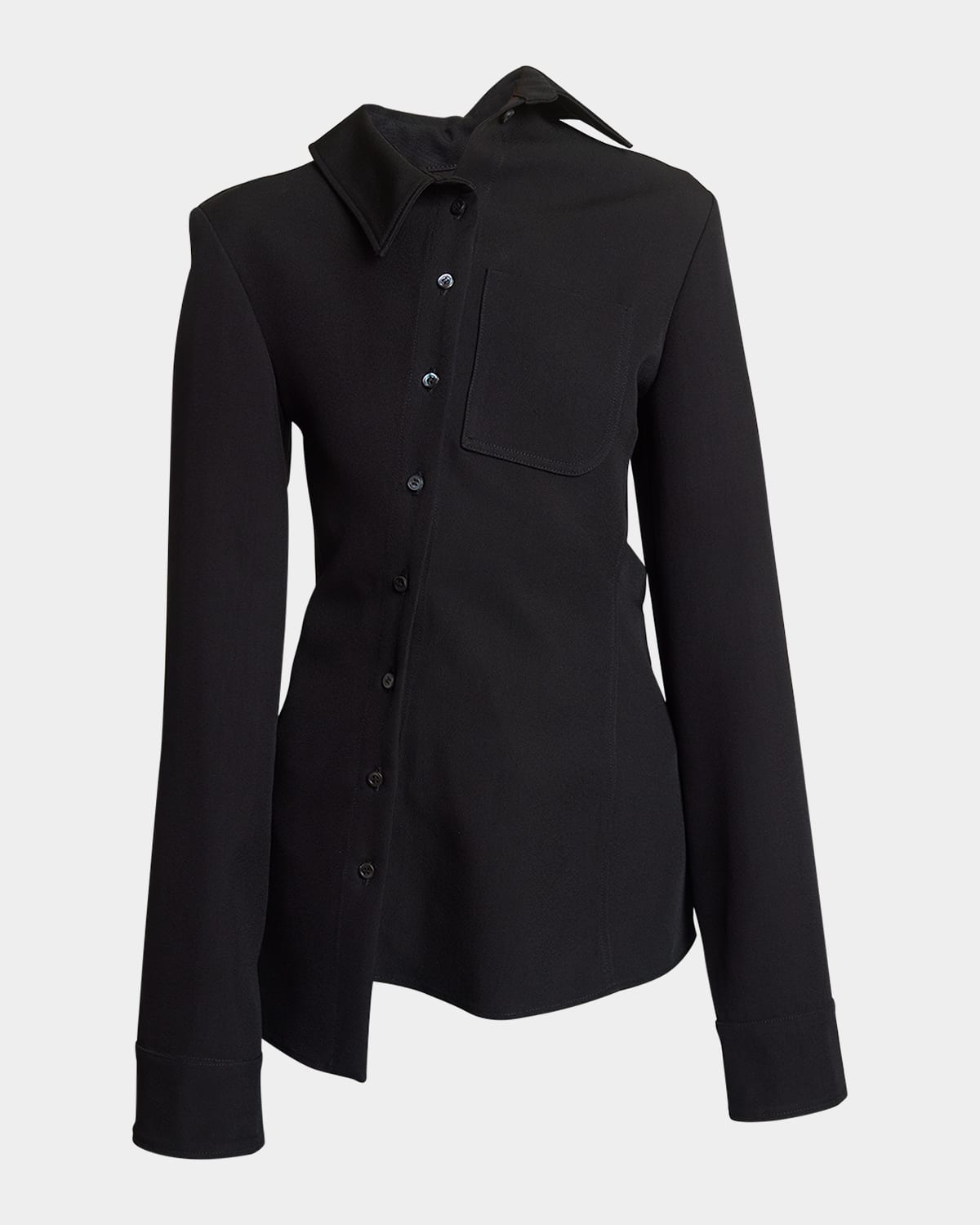 Shop Jacquemus Pablo Asymmetric Collared Shirt In Black