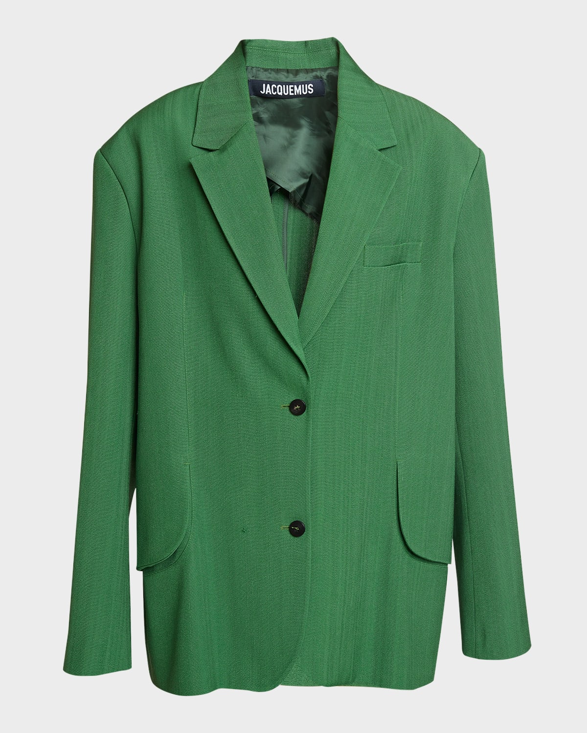 Shop Jacquemus Titolo Striped Jacquard Single-breasted Oversized Blazer Jacket In Dark Green