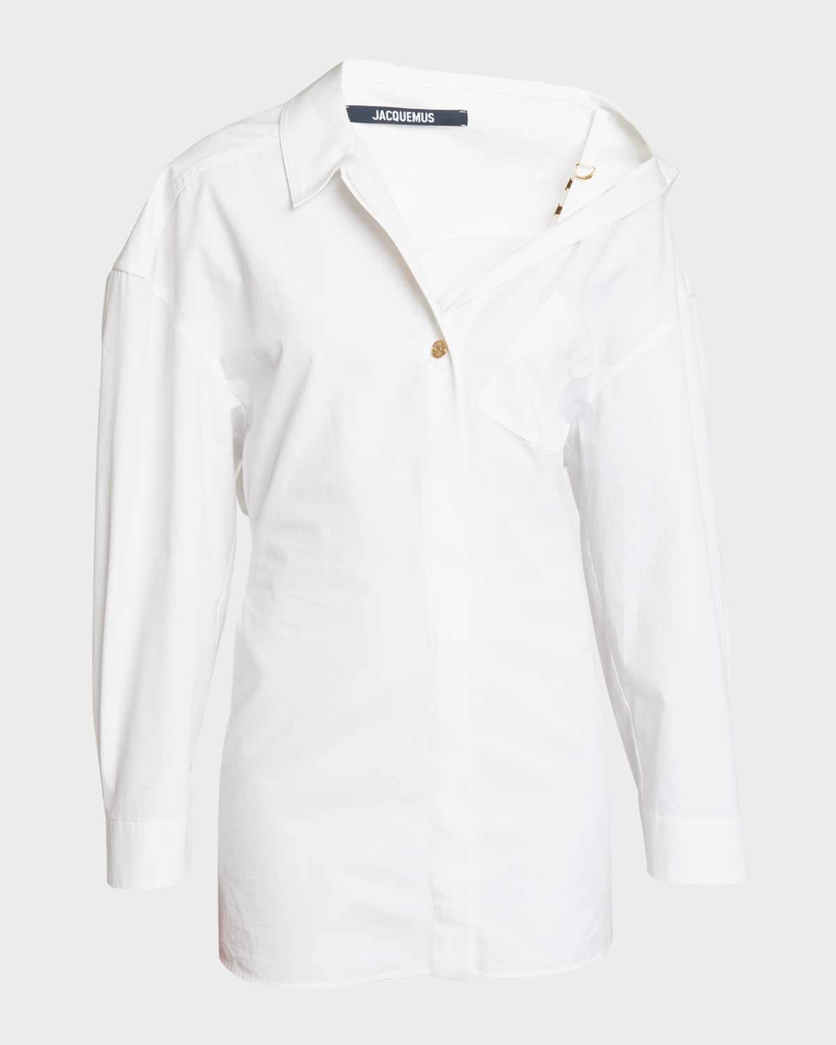 Jacquemus Off-the-shoulder Mini Shirtdress In White