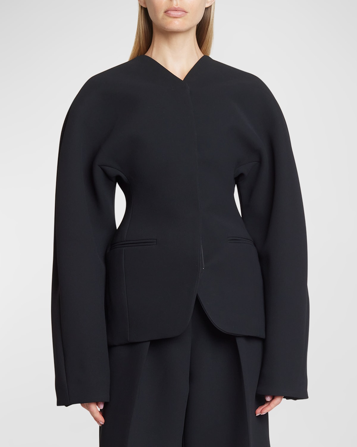 Shop Jacquemus La Veste Ovalo Tailored Overcoat In Black