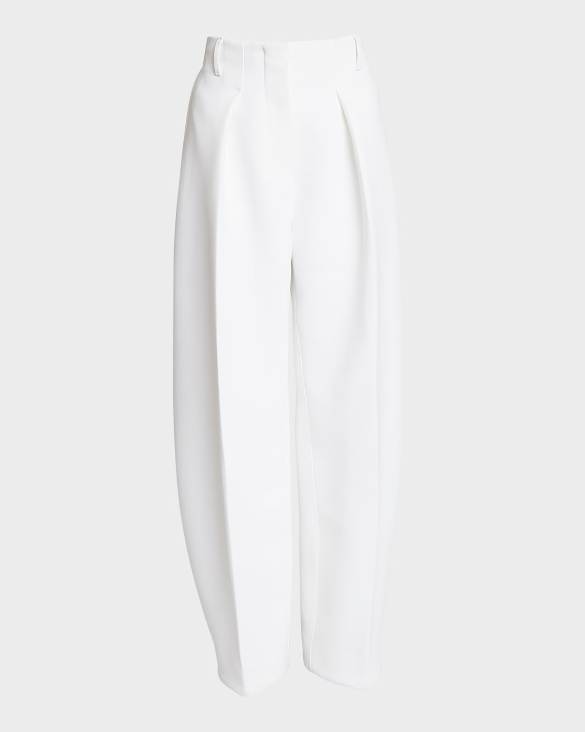 Le Trouseralon Ovalo Pleated Wide leg Trousers In White