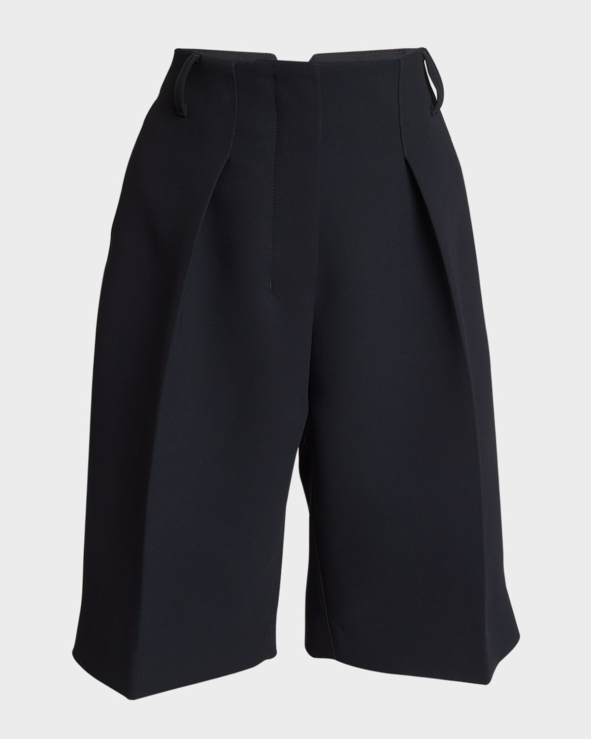 Shop Jacquemus Ovalo High-rise Pleated Straight-leg Bermuda Shorts In Black