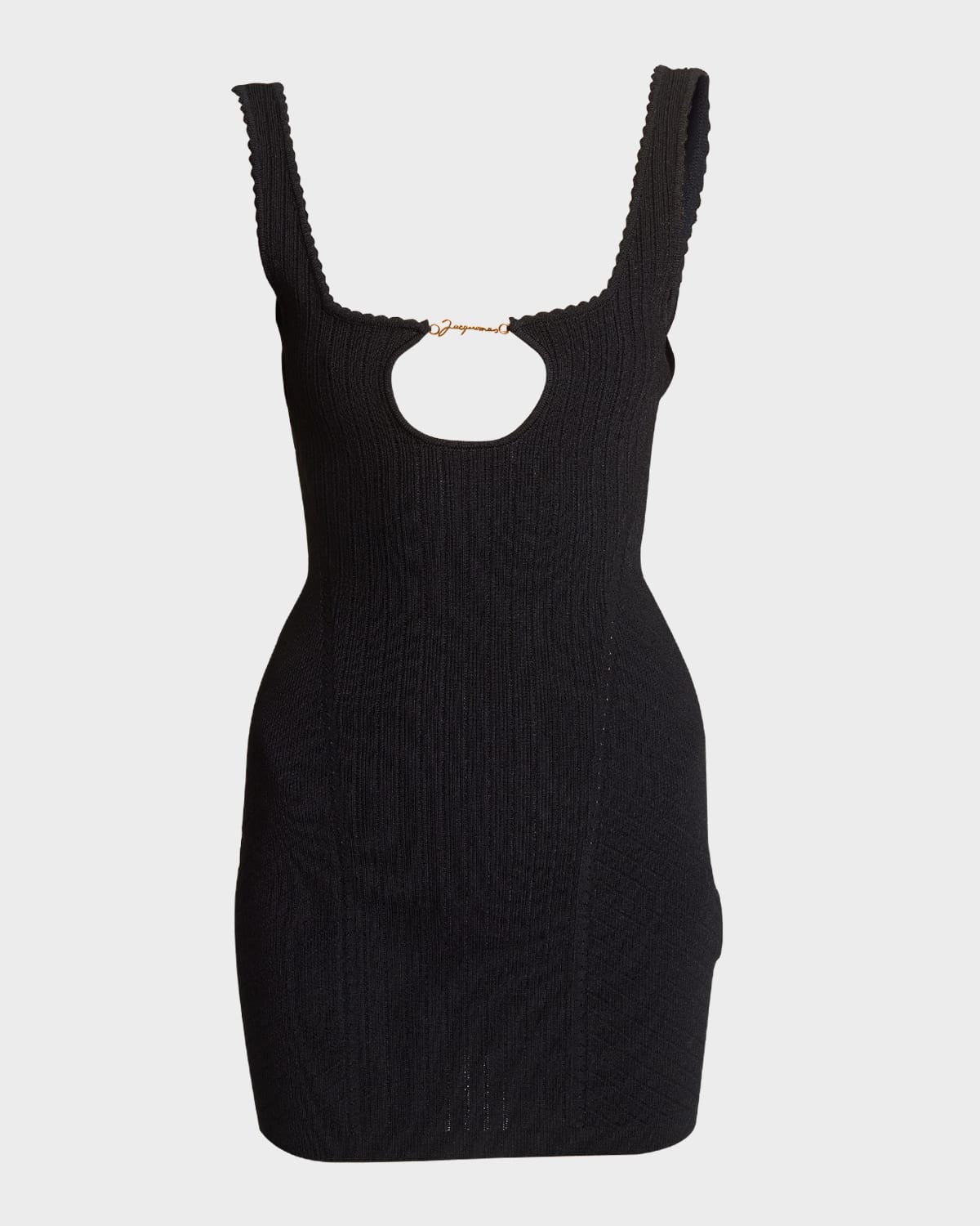 Shop Jacquemus Sierra Logo Script Cutout Sleeveless Rib Mini Dress In Black