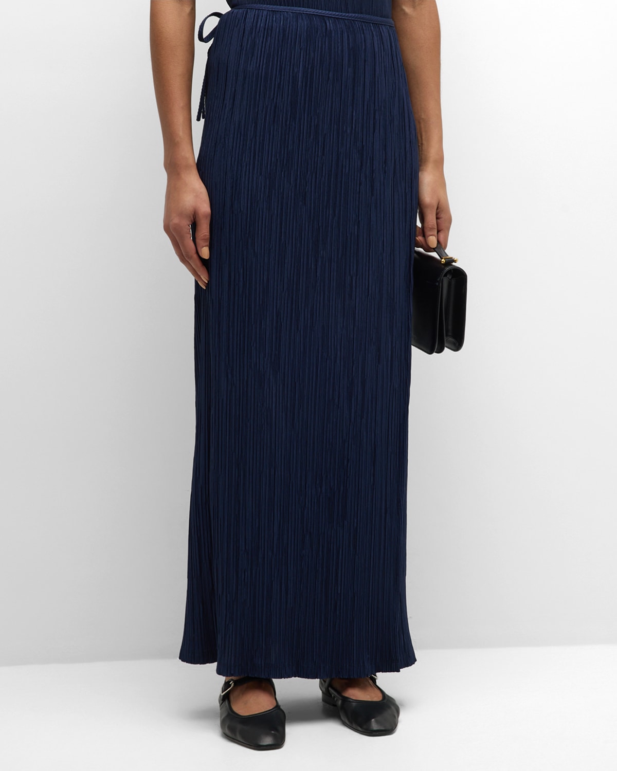 Le17septembre Pleated Easy Maxi Skirt In Navy