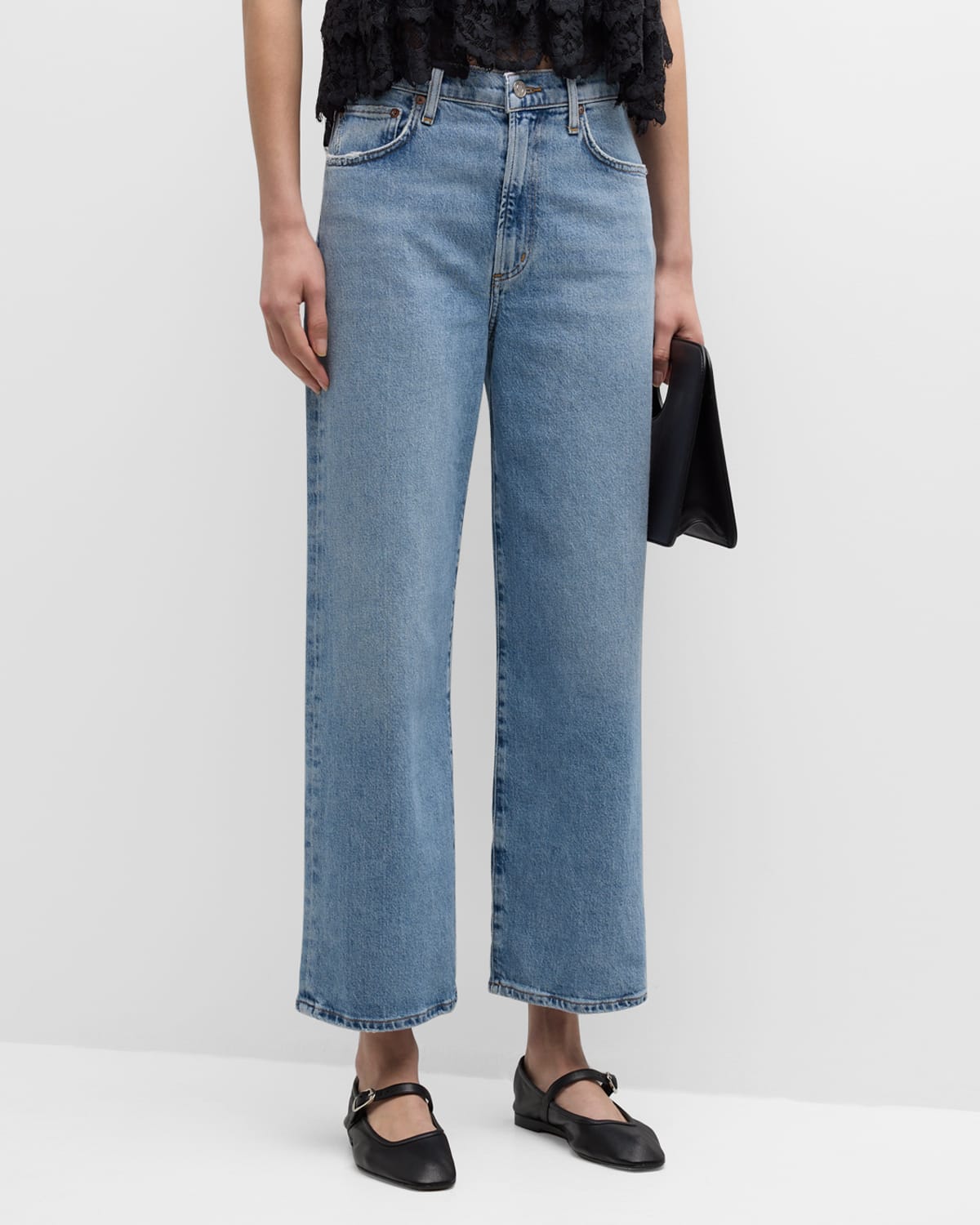 Shop Agolde Harper Wide-leg Crop Jeans In Hassle Marbled