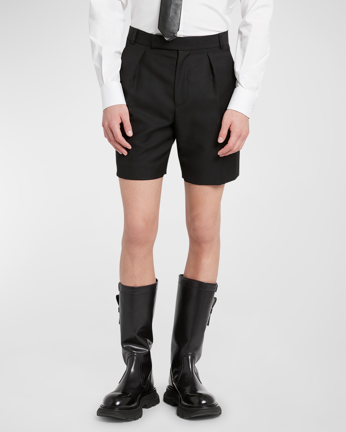 Shop Alexander Mcqueen Men's Solid Shorts In Black