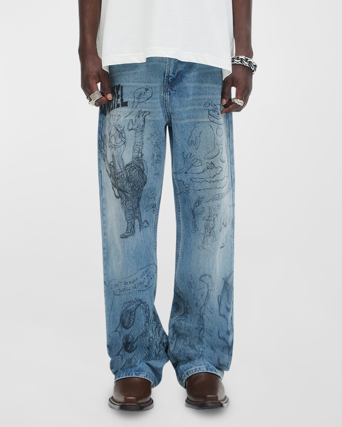 Domrebel Men's Homework Bootcut Jeans In Mid Blue
