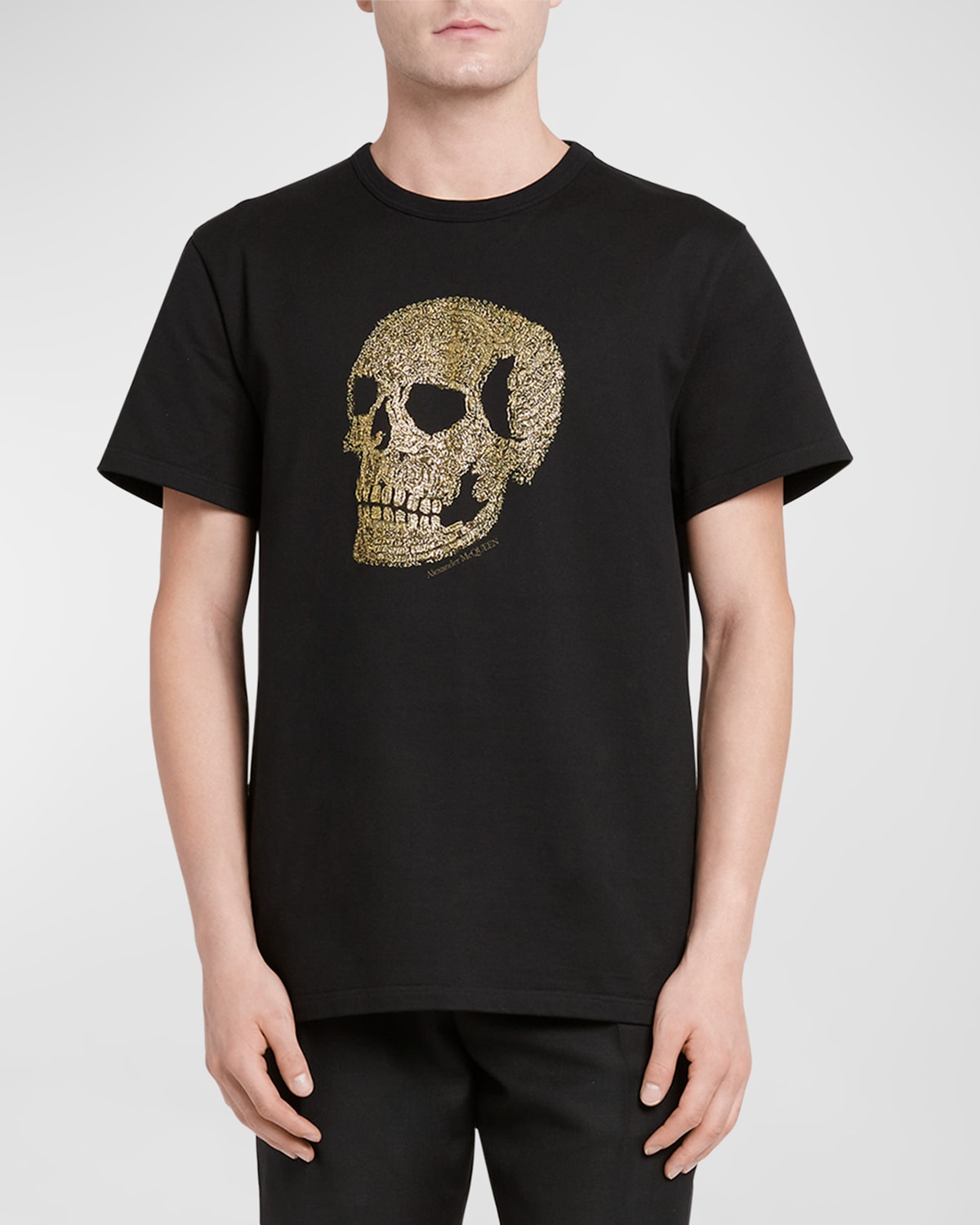 Shop Alexander Mcqueen Men's Golden Skull T-shirt In Blackgold