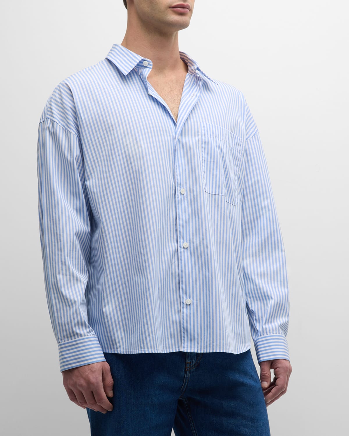 Shop Frame Men's Striped Button-down Shirt In Blue Strip