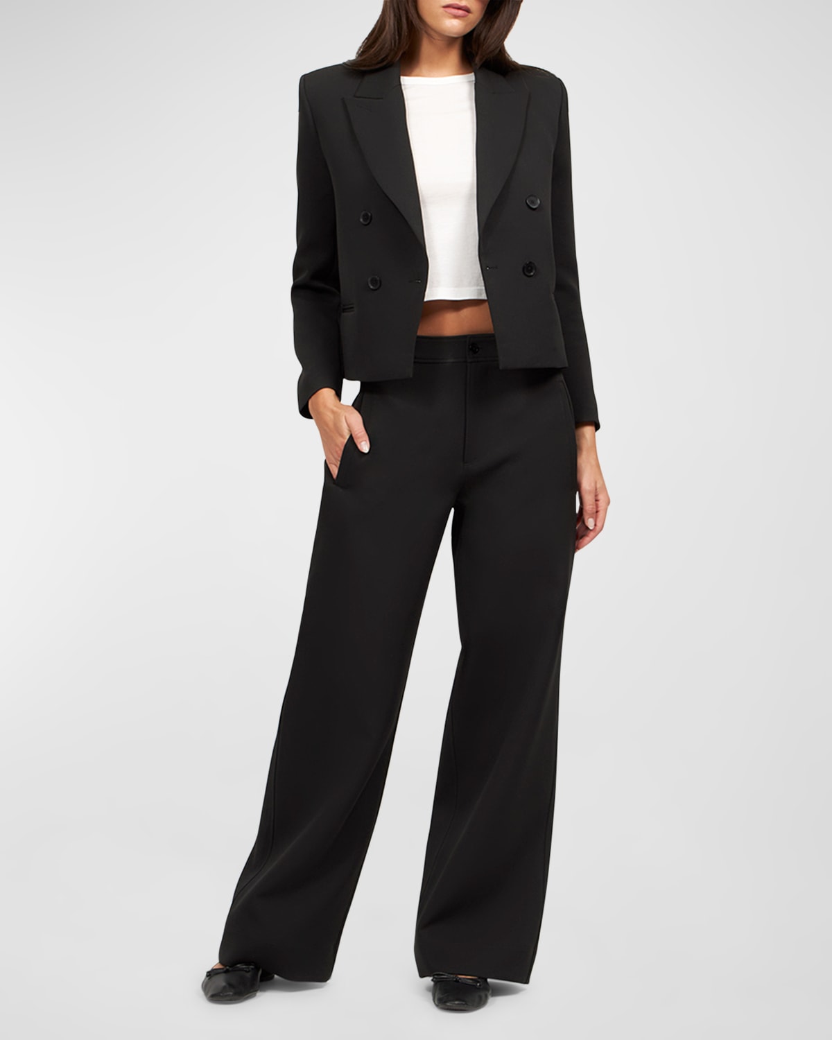 Shop Equipment Andres Mid-rise Wide-leg Crepe Trousers In True Black