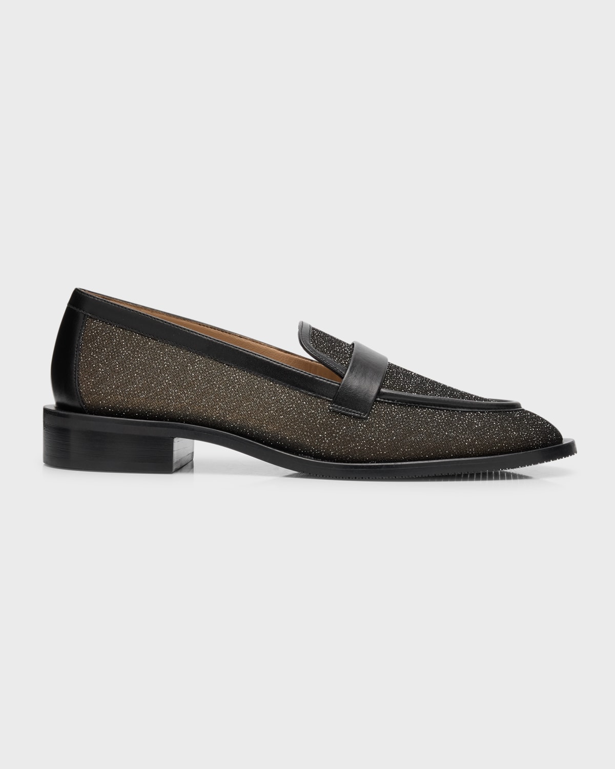 Shop Stuart Weitzman Palmer Shimmer Mesh Slip-on Loafers In Black