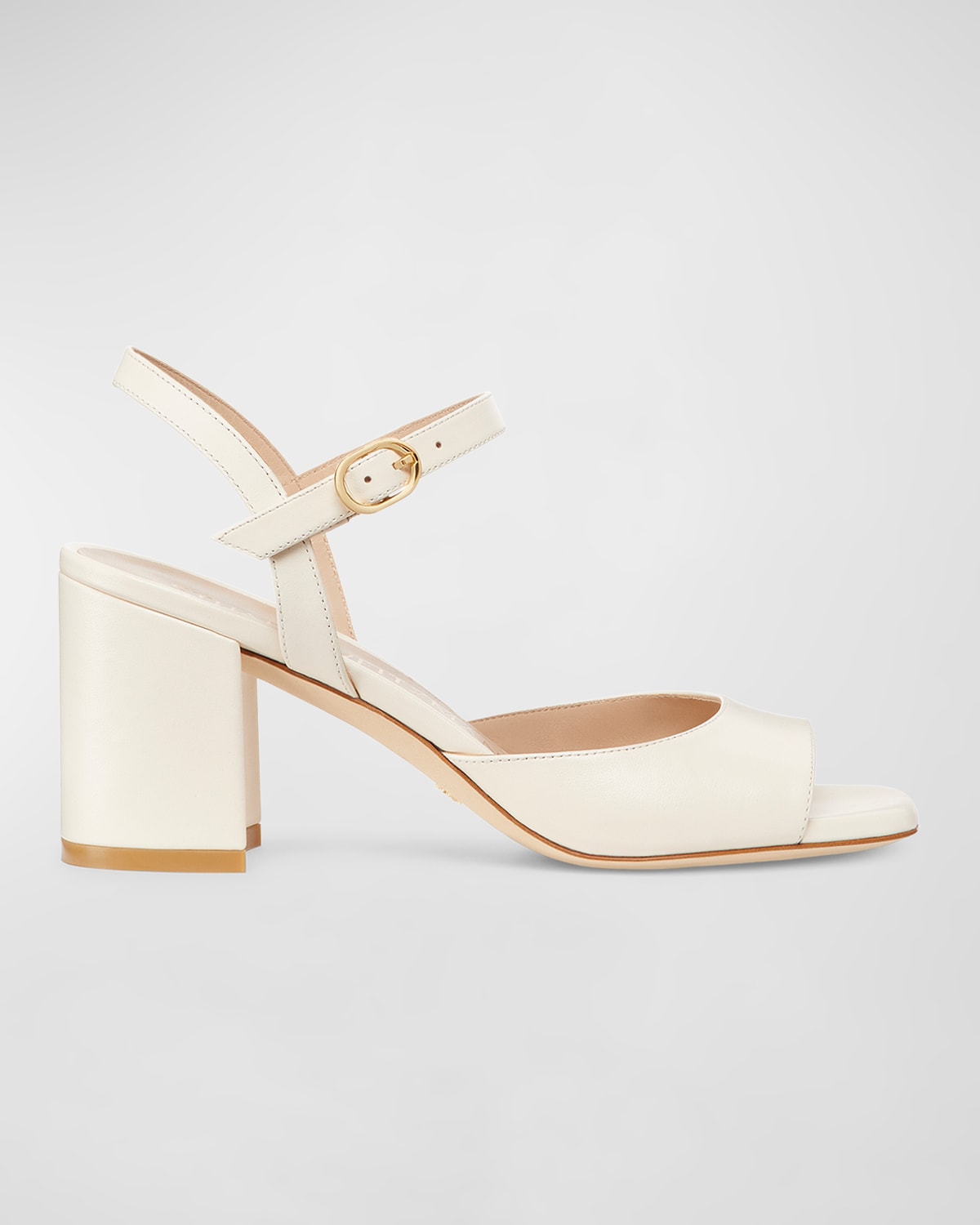 Stuart Weitzman Tia Calfskin Ankle-strap Sandals In Seashell