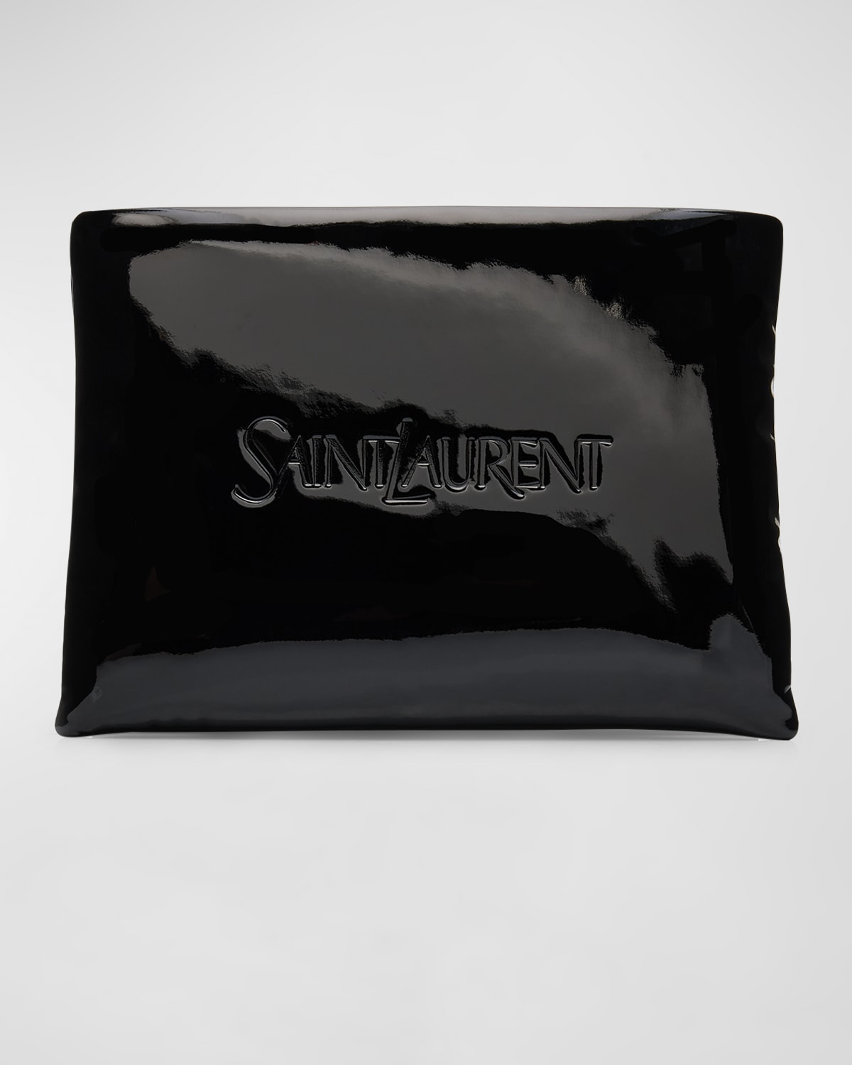 Shop Saint Laurent Men's Patent Leather Pillow Pouch In Nero