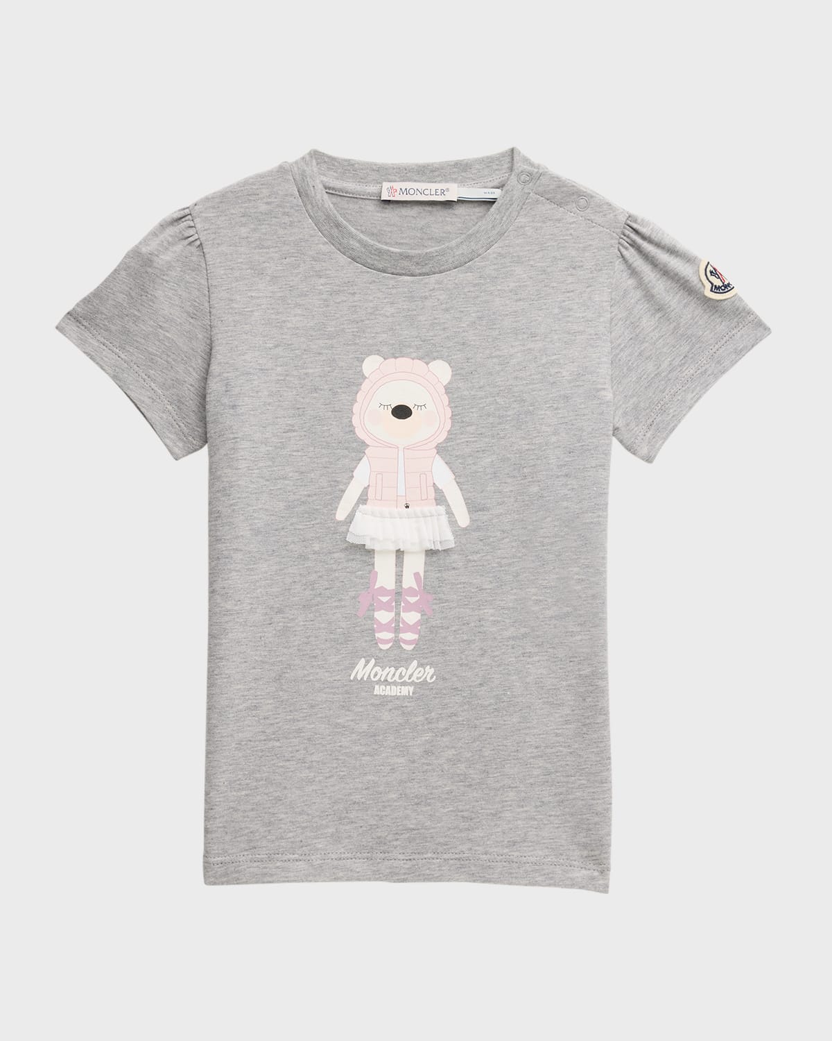Moncler Kids' Girl's Ballet Bear Graphic Short-sleeve T-shirt In Silk White