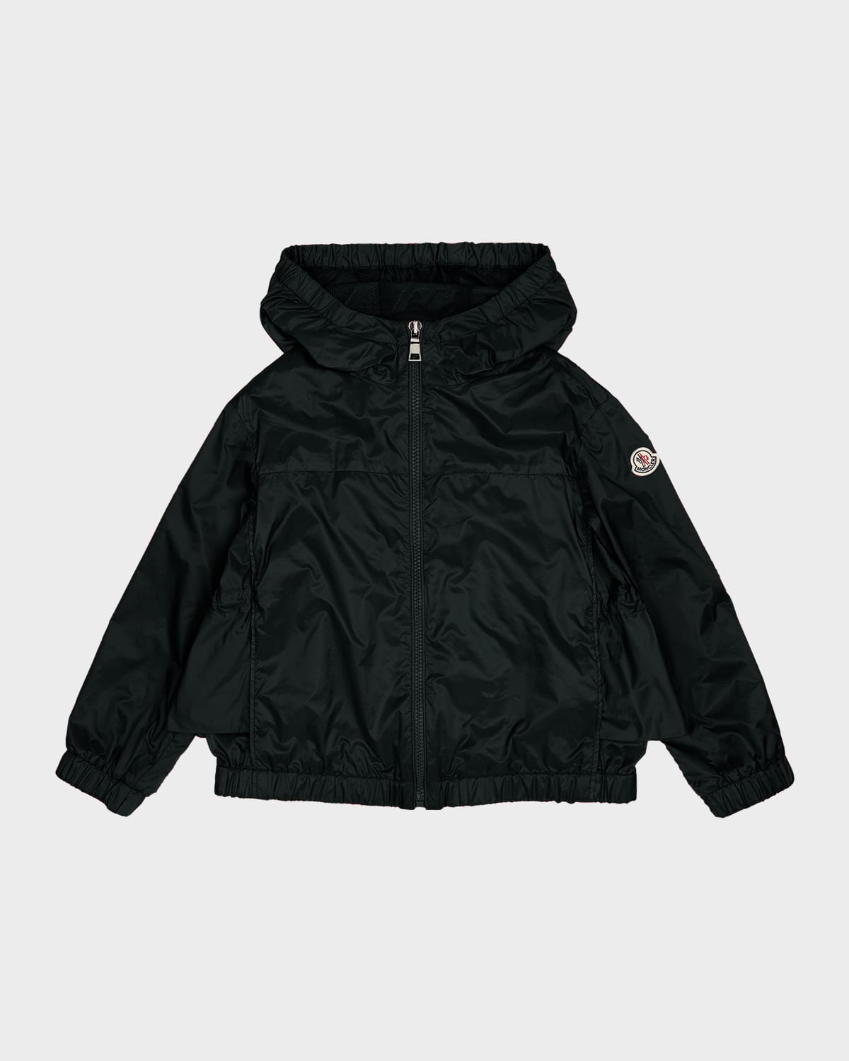 Shop Moncler Girl's Owara Hooded Rain Jacket In Black