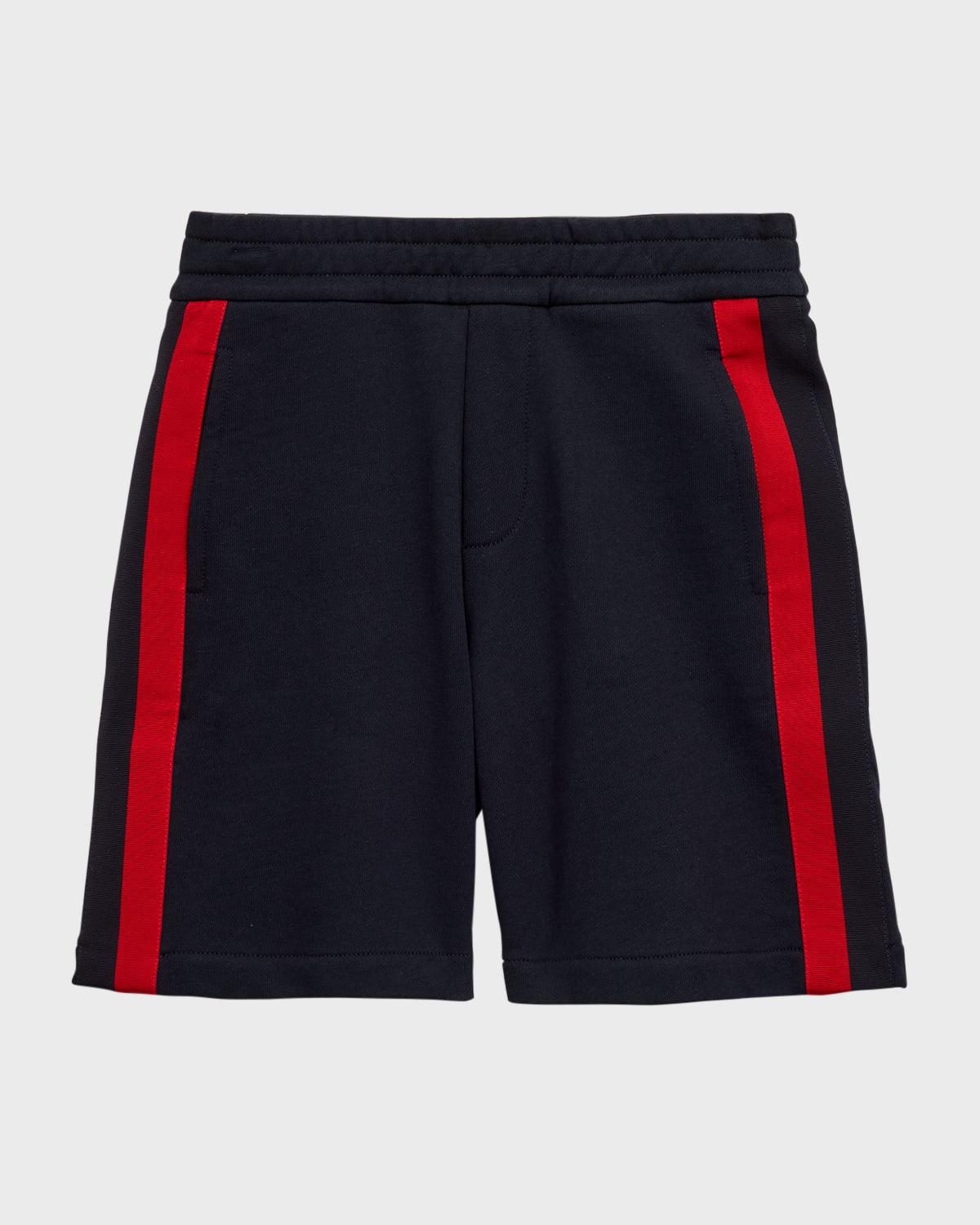 Moncler Kids' Boy's Striped Logo Shorts In Blue