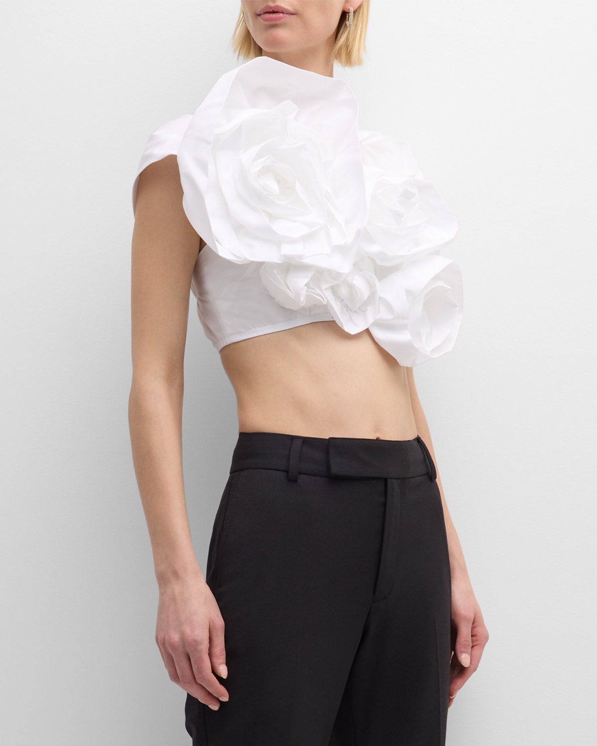 Shop Simone Rocha Clustered Rose Crop Top In White