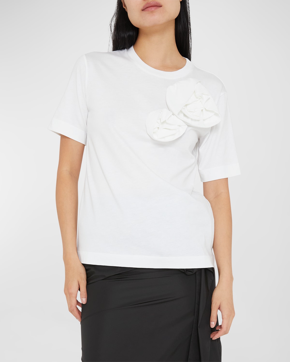 Shop Simone Rocha Pressed Rose Applique Short-sleeve Boy T-shirt In White