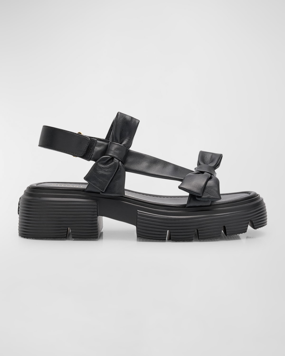 Shop Stuart Weitzman Sofia Nolita Dual Bow Slingback Sandals In Black