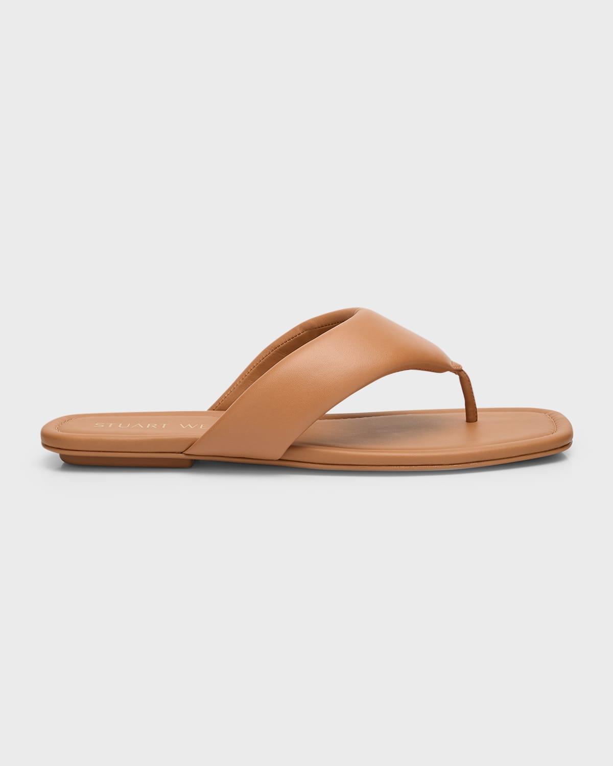 Shop Stuart Weitzman Maui Padded Leather Thong Sandals In Tan
