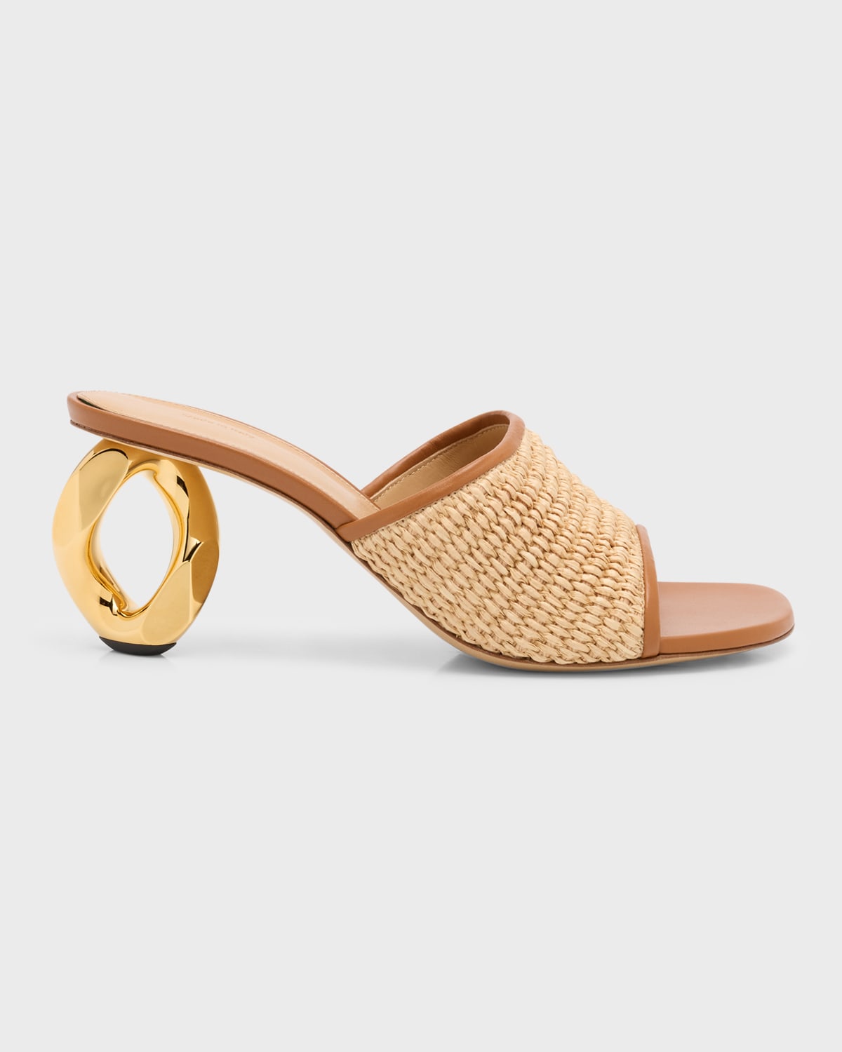 Shop Jw Anderson Raffia Chain-heel Mule Sandals In Natural
