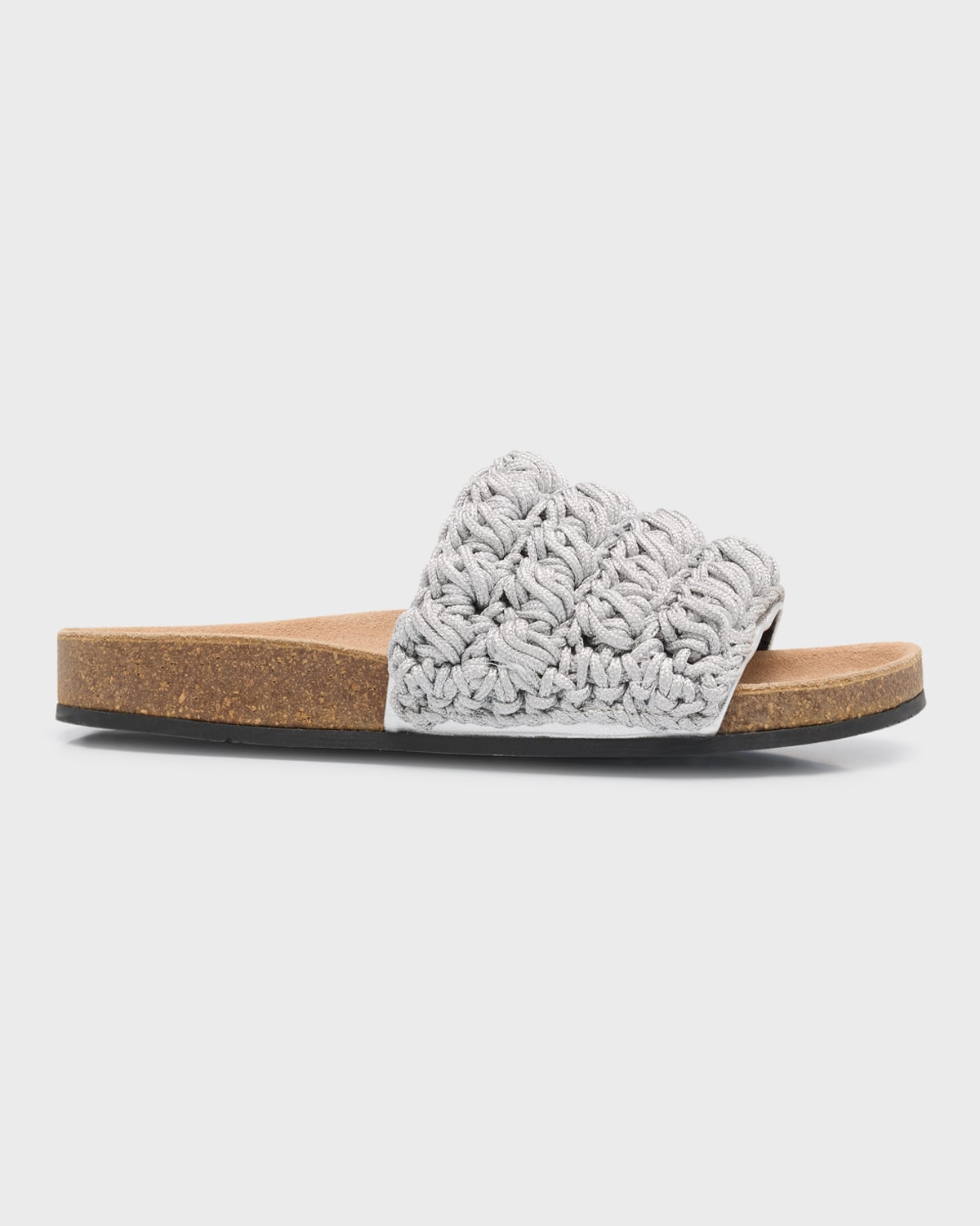 Shop Jw Anderson Crochet Cotton Easy Slide Sandals In Silver