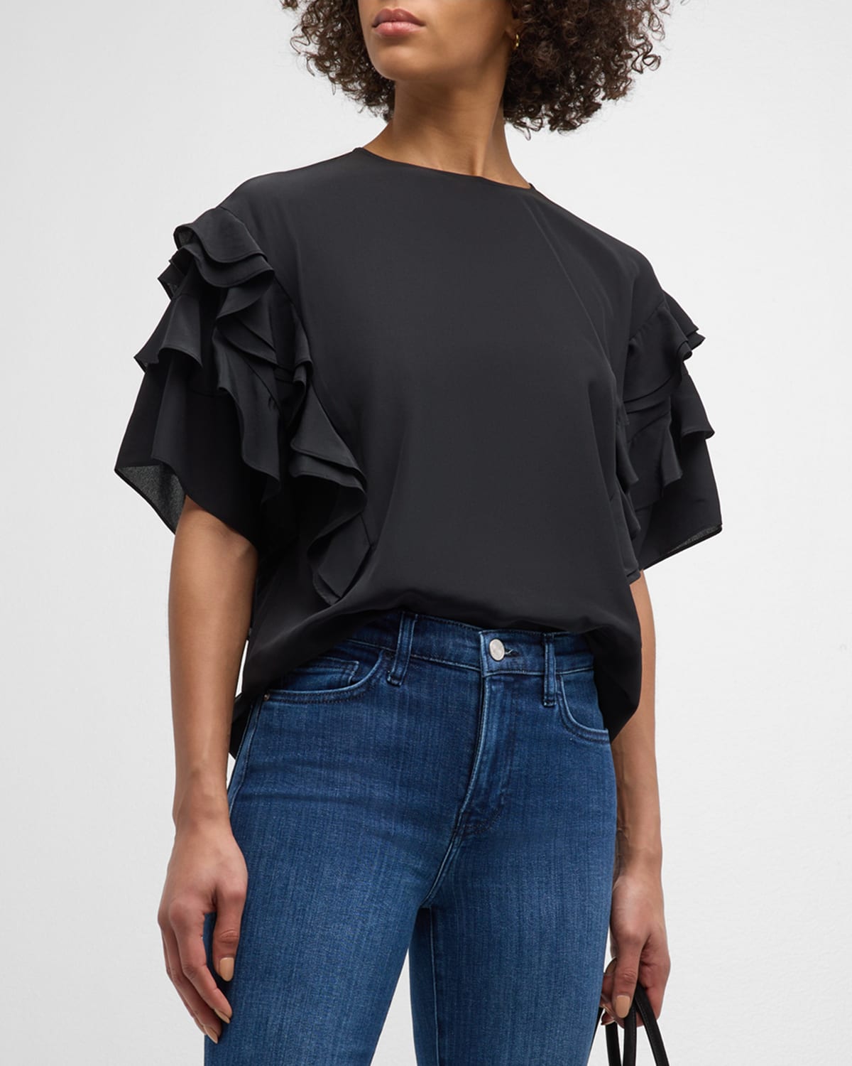 Shop Frame Ruffle-sleeve Blouse In Black